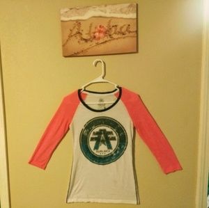 American Fighter Bright Pink Three Quarter Sleeve Shirt